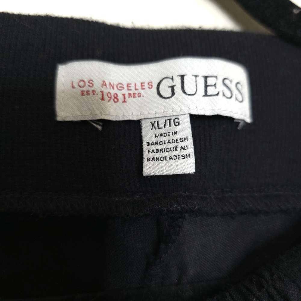 GUESS 100% Linen Black Drawstring Pants XL Wide Leg Lightweight Resortwear - Picture 5 of 8